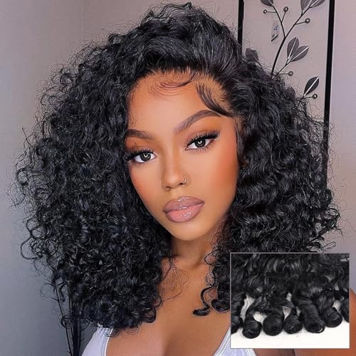 Loose Wave Human Hair Lace Front Wigs Per-plucked
