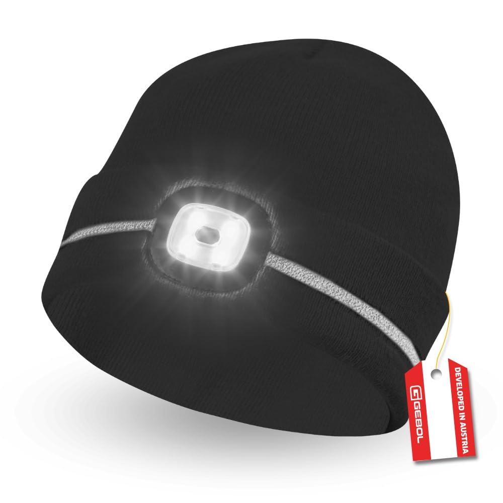 Gebol Cappello con luce e strisce riflettenti nero tg. unica