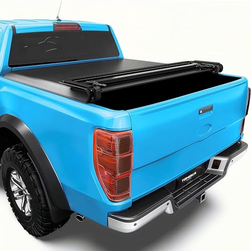 TOMOKA Soft Quad Fold Truck Bed Tonneau Cover Compatible for
