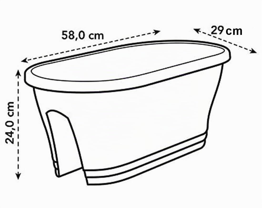 Serinova Jardinera Barandilla Balcón, 58x29x24 cm, Set 2 Unidades, 15,5 litros, Maceta Colgar (Antracita)
