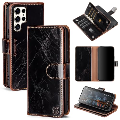 Shieldtop Compatible with Samsung Galaxy S25 Ultra Wallet Case with Card Holder,Women Men RFID Blocking PU Leather Flip TPU Protective Cover Credit Card Slots,Phone Case for S25 Ultra,Coffee
