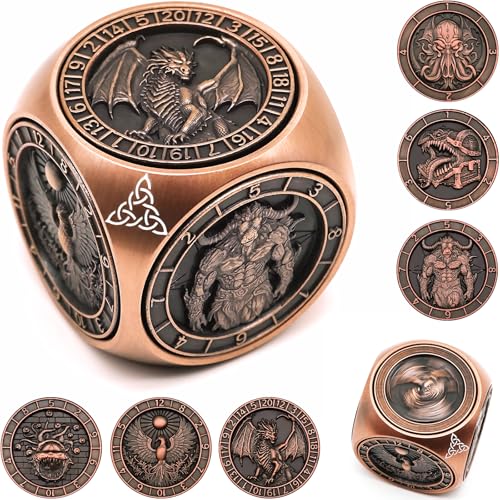 DND Spinner Dice, 7 in 1 Unique Metal Dice Set with 3D Relief for Dungeons and Dragons Gifts, Cool Polyhedral Role Playing Game Dice, Fantasy D&D Tabletop RPG Accessories for DM & Player