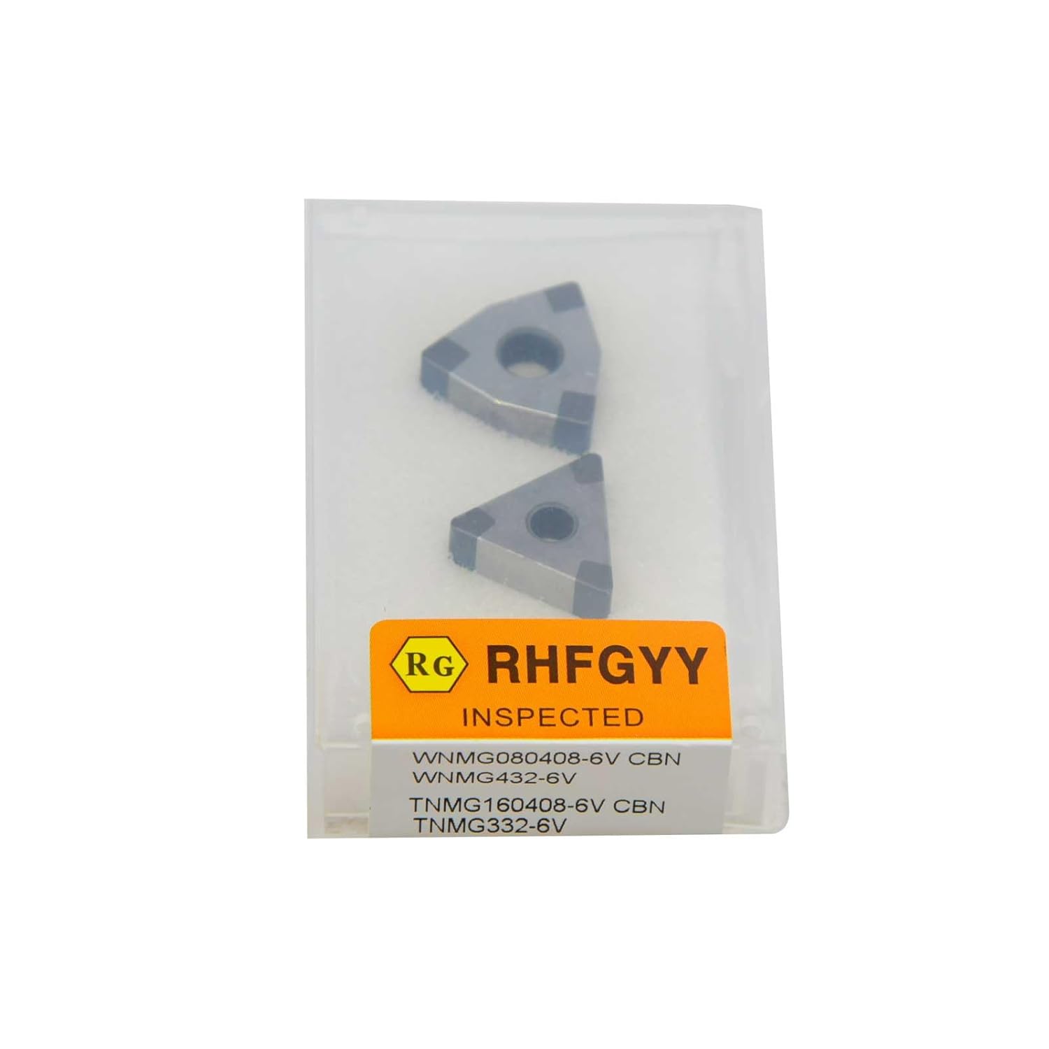 2PCS Carbide Inserts TNMG332/160408 WNMG432/080408 CBN-6 Cubic Boron Nitride Double Sides with 6 Cutting Edges for Cast Iron Hard Steel Bearing Steel Tool Steel