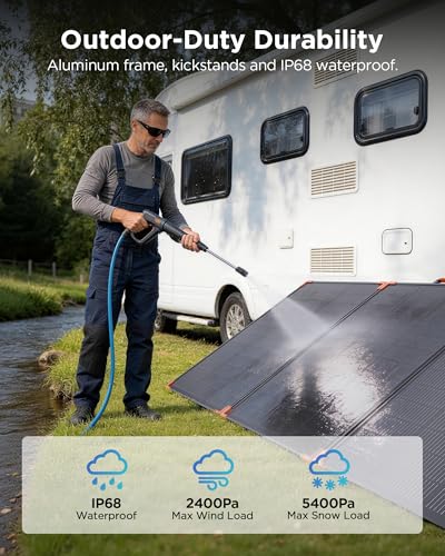 Image of ZOUPW 350W Portable Solar Panel N-Type 16BB for Power Station | 25% High Efficiency Foldable Solar Panel for Jackery /EcoFlow Delta /Anker /Bluetti,IP68 Waterproof for Camping RV Power Backup