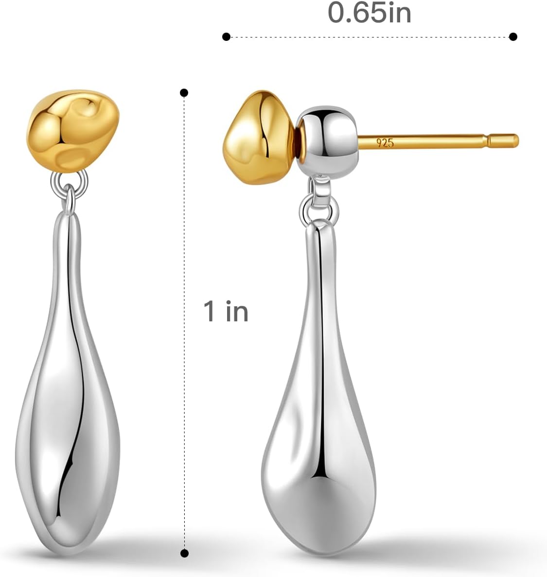 925 Sterling Silver Post Teardrop Dangle Earrings for Women Trendy, Hypoallergenic Nickel Free Cute Dainty Unique Drop Earrings for Sensitive Ears Women - Image 6