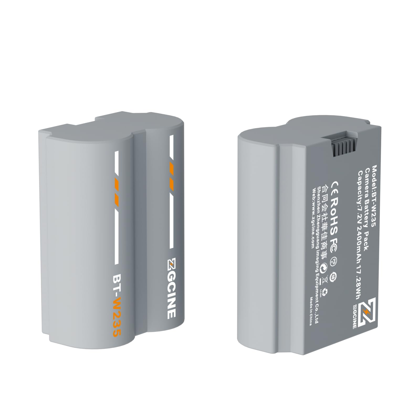 ZGCINE BT-W235 2400mAh Grey High Capacity Camera Battery for FUJIFILM X-T4, GFX 100S, GFX 50SII, X-H2, X-H2S