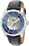 Lucien Piccard Men's 'Hampton' Mechanical Hand Wind Stainless Steel and Leather Casual Watch, Color:Black (Model: LP-40028M-03)