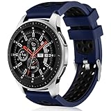 Lerobo Compatibile con cinturini Samsung Galaxy Watch da 46 mm/Gear S3 Frontier Classic/Galaxy Watch 3 cinturini da 45 mm 22 mm cinturino in morbido silicone sportivo per uomo donna blu scuro nero