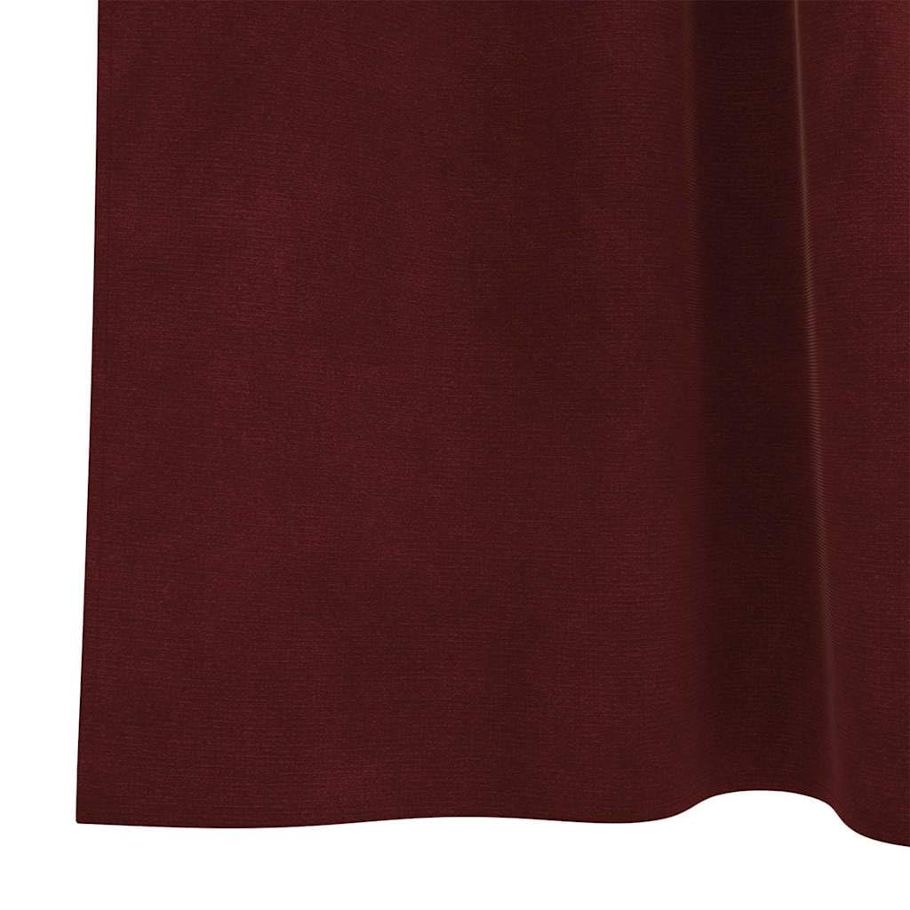 Zasłony zaciemniające, zestaw 2 sztuk, czerwone wino, 140 x 260 cm, aksamitne, nieprzejrzyste, termoizolacyjne, z pętelkami z materiału, do sypialni i salonu, 1,85 kg