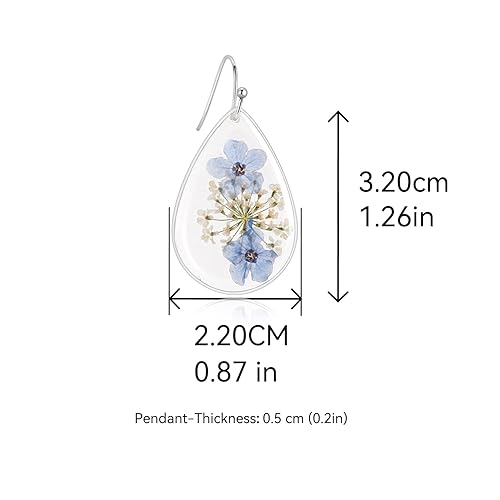 Miniatura 5 de Forget-Me-Not Handmade Pressed Flower Earrings,Symbol Of Love And Innocence,Perfect For Your Birthday Party,Christmas,Gift Giving(Silver)