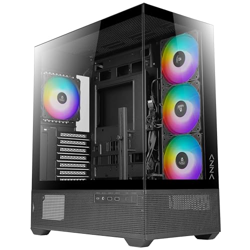 Gabinete para PC AZZA CSAZ-501B Tiara, torre media ATX, panel de vidrio templado, diseño gaming miniatura 1