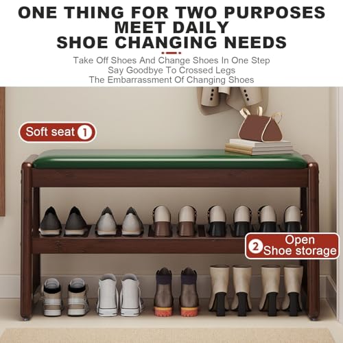 Generico Mobiletto Porta Scarpe Armadietti per corridoio Scaffale Porta Scarpe Copertura cassetto Strato Panca d'ingresso Pieghevole, Panca in Legno Elegante con Cuscino - Mobiletto Porta Scarpe per