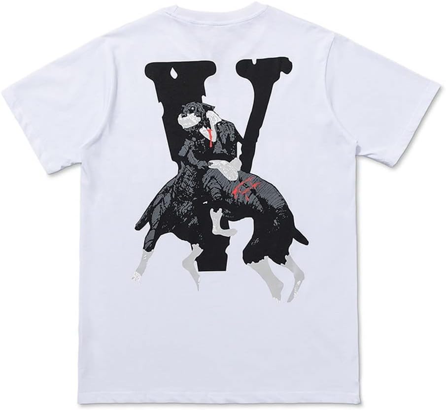 N\\A2022 European and American Tide Lines Vlone Men and Women with The Same Personality Letter Large V Casual Wild Short-Sleeved T-Shirt
