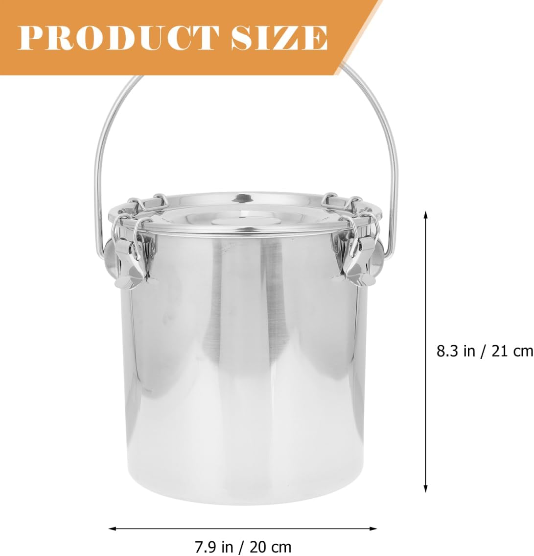 iplusmile Stainless Steel Airtight Canisters Container: 152 fl oz Airtight Clamp Lid Kitchen Food Storage Bucket for Rice Flour Grain Coffee Bean Flour Oil Sugar Milk 152 Ounce/ 8x8 inch