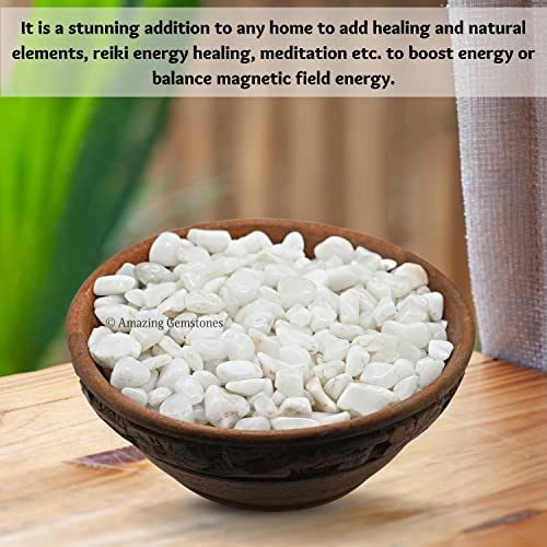 Image of Snow Quartz Crystal Chips Aquarium Gravel Rocks - Snow Quartz Chips Bulk Fish Tank Gravel, Small Tumbled Stone Chips and Tiny Crystals for Decoration (Natural AAA Grade Gemstones)