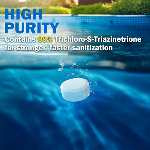 Image of XtremeClear 5lbs 1 inch Chlorine Tabs for Swimming Pool Hot Tub & Spa Eliminate Bacteria & Algae Sanitizer Makes Water Clean & Crystal Clear Slow Dissolving, 5-Pounds