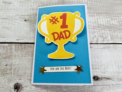 Image of Handmade No. 1 Dad Greeting card for Dad's birthday /Father's Day, 4x6 inch size with Envelope, Blank inside