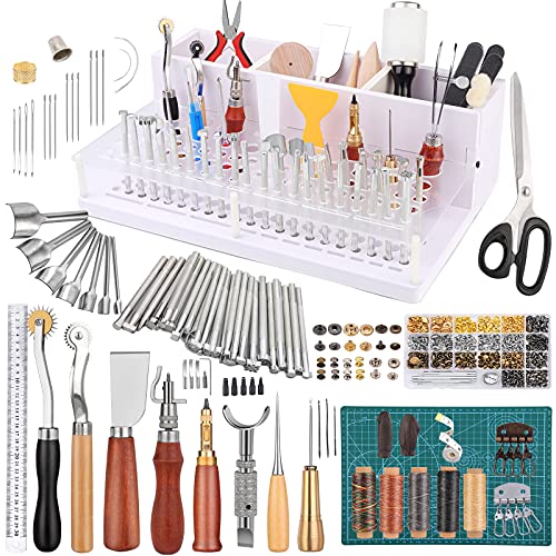 650 Pcs Leather Working Tools Kit, 26 Pcs Leather Stamping Tools, Leather Sewing