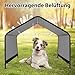 COSTWAY Hundehütte Outdoor, Hundezelt für große, mittlere & kleine Hunde, Haustierzelt wasserabweisend, mit Regenvordach & Bodenpfählen, Metallrahmen, 129 x 124 x 108 cm, Schwarz