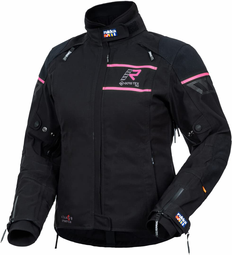 Rukka Raptorina GTX Damska kurtka motocyklowa tekstylna, czarny/różowy, 42
