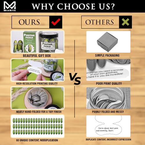 Emotional Supports Pickle Jar, 60 Positive Pickle Affirmation Cards for Women, Birthday Gifts for Women, Back to School Gifts, White Elephant Gifts, Teen Girl Gifts Trendy Stuff