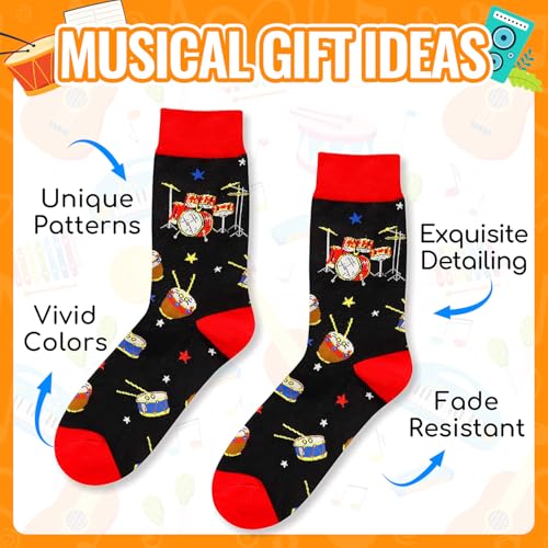 image for HAPPYPOP Drummer Socks for Men - Drumming Drumline Gifts for Percussio