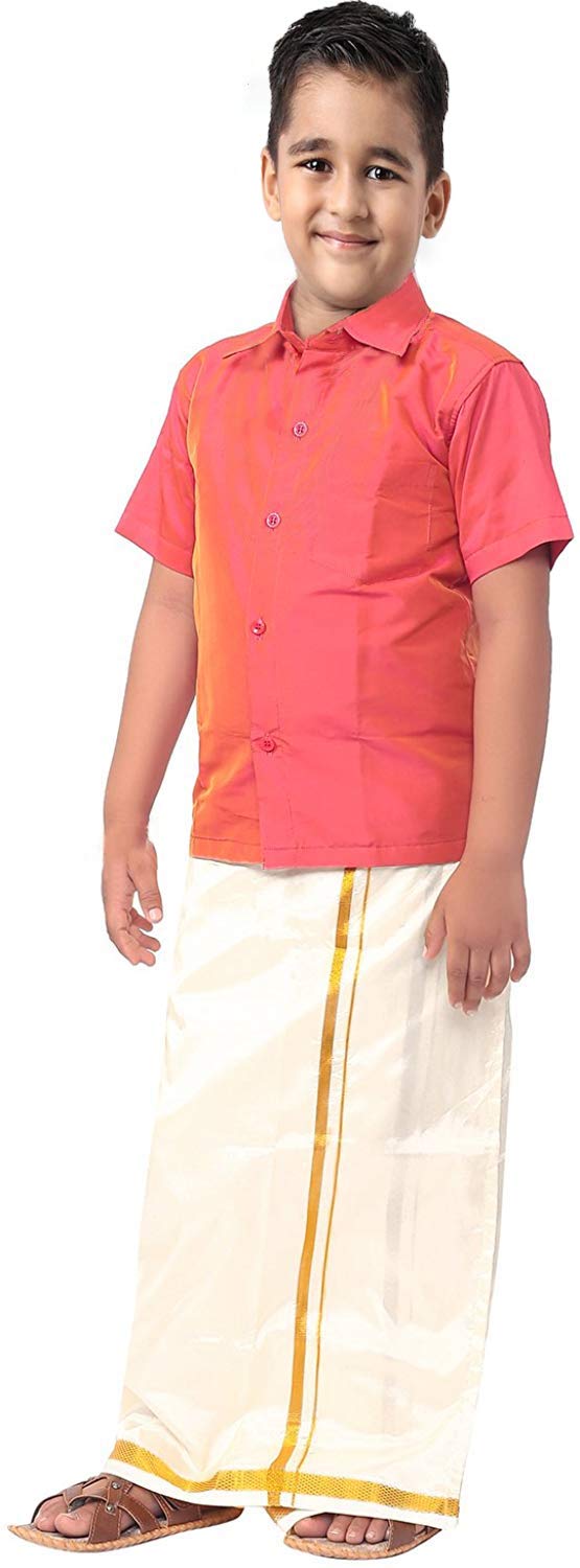 SJS King Boy's Shirt/Genxt Dhoti Regular Fit (Golden Pink, 1-2 Years) - Image 2 thumbnail