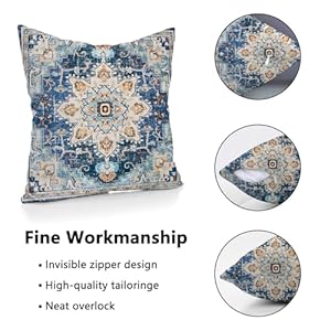 Throw pillow covers pack of 2 double sided printing home indoor and outdoor sofa bed decor 18 x 18 inch pillowcover blue light blue bohemian pattern 18x18inch  urban country home decor
