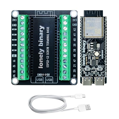 Image of Lonely Binary ESP32-S3 N16R8 Screw Terminal Expansion for Arduino IDE | 16MB Flash, 8MB PSRAM, dual-core 240MHz; WiFi + BT 5.0 LE; dual USB-C; 2.54mm GPIO breakout + screw terminal; MicroPython