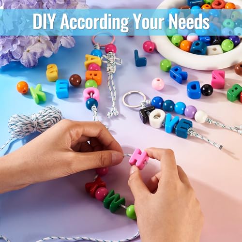 Craftora 56Pcs Colorful Acrylic Slider Letter Blocks Charms Chunky Alphabet Bead Rainbow Color Round Large Hole Beads for Keychain Bracelet Necklace Jewelry Making with Paracord Cords by Craftora - Used condition - Image 3