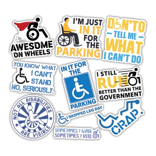 10pcs Wheelchair Pride Sticker Sheet, Empowering Vinyl Decals for Accessibility Advocates, Disabled Individuals, Inclusion Supporters, Waterproof, UV-Resistant, for Laptop, Water Bottle (Design 4)