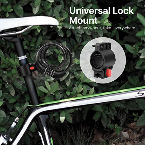 Flexzion 5-Digit Combination Bike Cable Lock with Seat Mount, 4 ft, Black - image 5