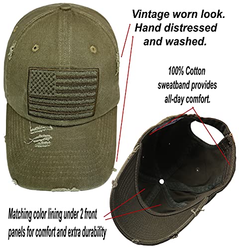Image of Antourage American Flag Unisex Baseball Hat for Men and Women | USA Flag Mesh Snapback Flat Visor Cap + 2 Patriotic Patches