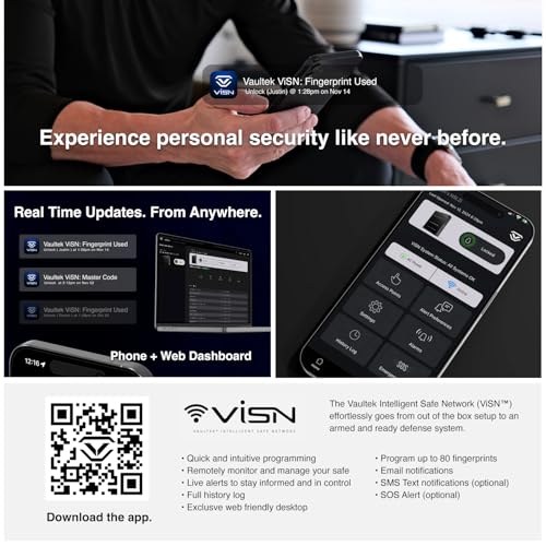 Image of VAULTEK Smart Station Biometric Smart Safe with Built-in Wireless Phone Charger + Auto Open Drawer + WiFi Safe Management (WiFi + Biometric) (Black)