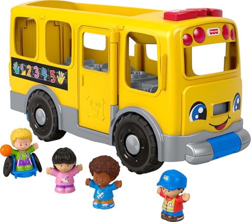 Fisher-Price Little People Toddler Learning Toy, Big Yellow School Bus Pull-Along Vehicle & 4 Figures for Pretend Play Kids Ages 1+ Years