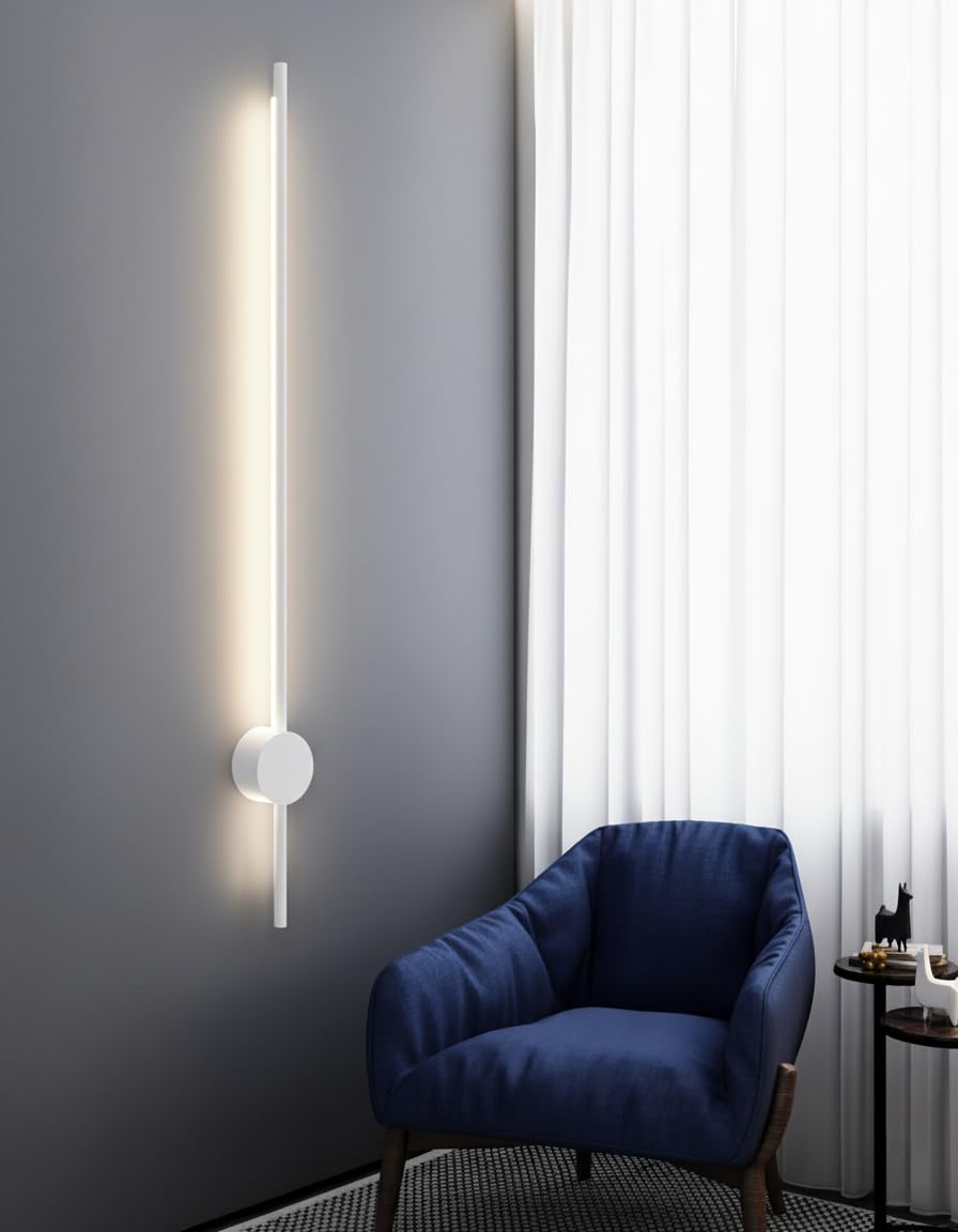 Applique LED Orientabile 360° 12W da Parete Moderna | Luce CCT 3000K 4000K 6500K | Design Lineare Minimal | IP20 Interni Soggiorno Corridoio Camera Bianco/Nero (Bianco)