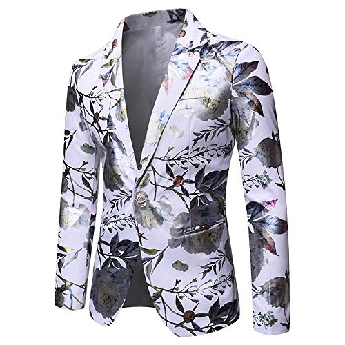 Chaqueta de Traje de Hombre   otoño Flor Estampado en Caliente Estampado Blazer Delgado   Traje de Tendencia de Banquete