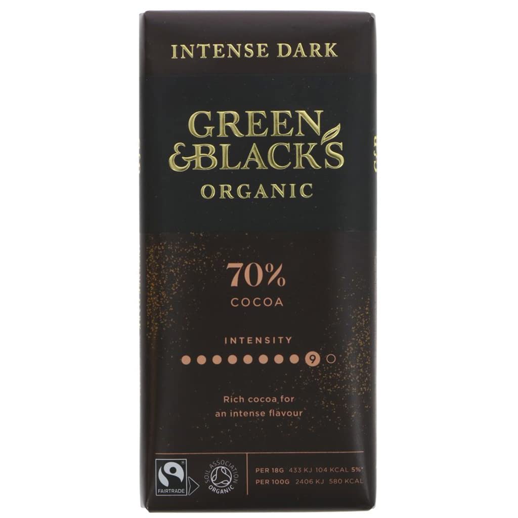Green & Black's Organic Dark Chocolate, 70% Cocoa, 90g