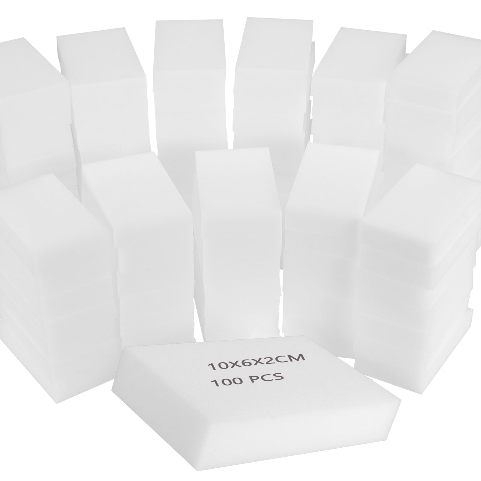 – Pack of 100 Magic Eraser Sponges, Premium White Cleaning Sponge Pads Bundle for Household Kitchen Bathroom Floor Wall Wiping Dirt Supplies,10 x 6 x 2 cm