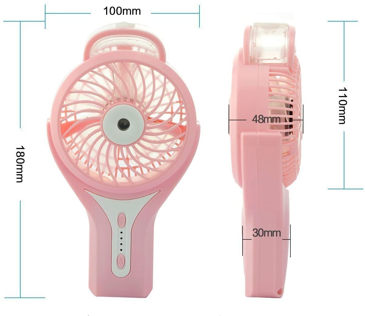 Mini wentylator ręczny, ręczny nawilżający wentylator natryskowy USB do wielokrotnego ładowania przenośny wentylator kieszonkowy wentylator biurkowy do domu biura na zewnątrz (różowy)