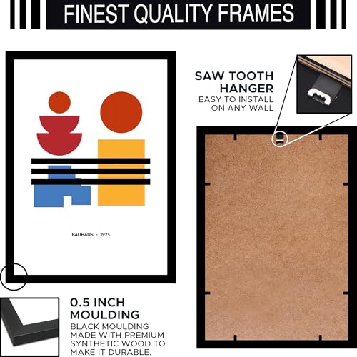 Image of BLINKART Vintage Bauhaus Retro Geometric Aesthetic Poster Gallery | Colorful Wrap Framed For Home Office Studio Living Room Modern Art Studio Decoration Abstract Shapes | (d78) | 13x10 Inch