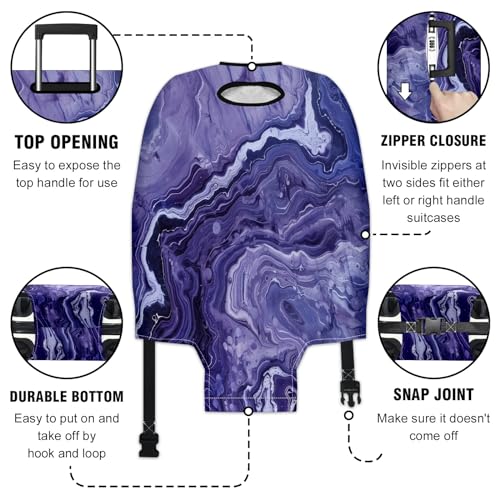 Purple Marbled Luggage Cover Suitcase Protector Travel Luggage Cover Carry on Luggage Cover Washable Baggage Covers for Suitcase Fit 30-32 Inch Luggage3