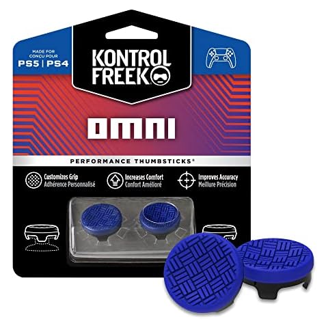 KontrolFreek Omni for PlayStation 4 (PS4) and PlayStation 5 (PS5) | Performance Thumbsticks | 2 Low-Rise Concave | Blue Cover