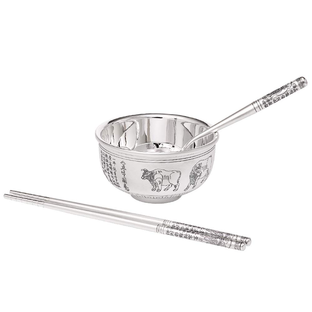 Bol à Grains en Argent Sterling, Bol à Dessert à la Salade, Bol à Riz de Nouilles, Bol à Soupe, Convient comme Cadeau, 220 ML