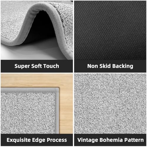 Washable Absorbent Door Mat - Indoor/Outdoor, Gray Entrance Rug for Front Door & Entry Way