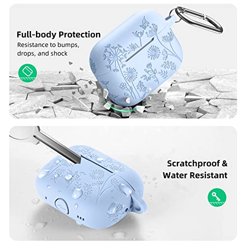 Lerobo Flower Engraved Case Compatible With Airpods Pro 2 Case Cover, Cute Soft Silicone Skin Cover Full Protective Case For Apple Airpods Pro Case 2Nd/1St Generation Front Led Visible, Lilac #TOP2