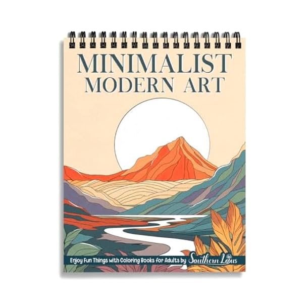 SOUTHERN LOTUS Minimalist Modern Art Spiral Bound Coloring Book for Adults Women, Abstract Design Aesthetic Shapes Styles Hardcovers Large Pages Relaxation Relieve Stress