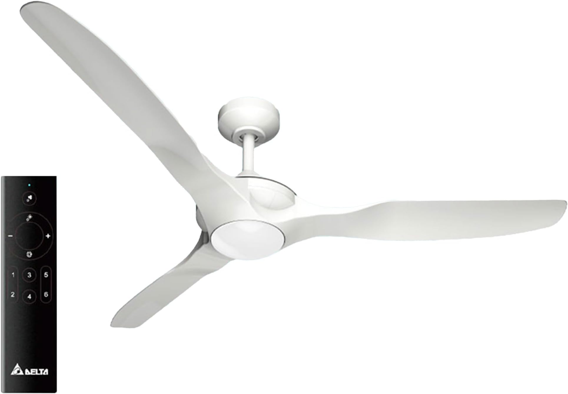breez Delta 52" Ceiling Fan with LED, Remote, Indoor/Outdoor, Benicia, White