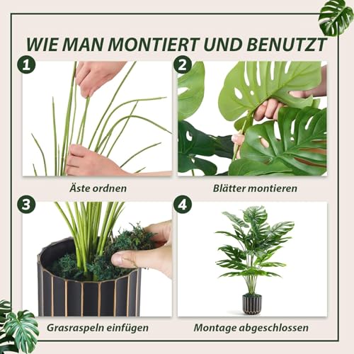 Der Rose Kunstpflanze Künstliche Pflanzen Wie Echt 71 cm Kunstpflanzen Groß Fake Plant für Wohnzimmer Badezimmer Schlafzimmer Zimmer Balkon Deko