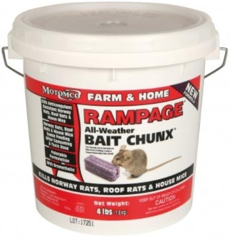 Motomco Ltd Rampage Bait Bucket Chunx All Weather Rats Killer 4lbs Pail 15gm
